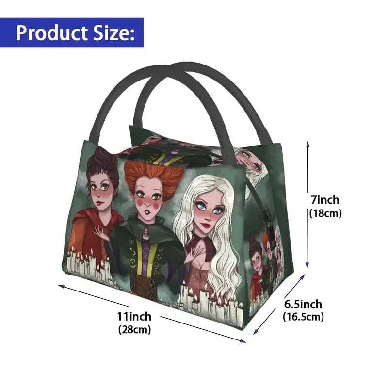 Custom Hocus Sanderson Sisters Witch Pocus Lunch Bags Men Women Thermal Cooler Insulated Lunch Box for Office Travel