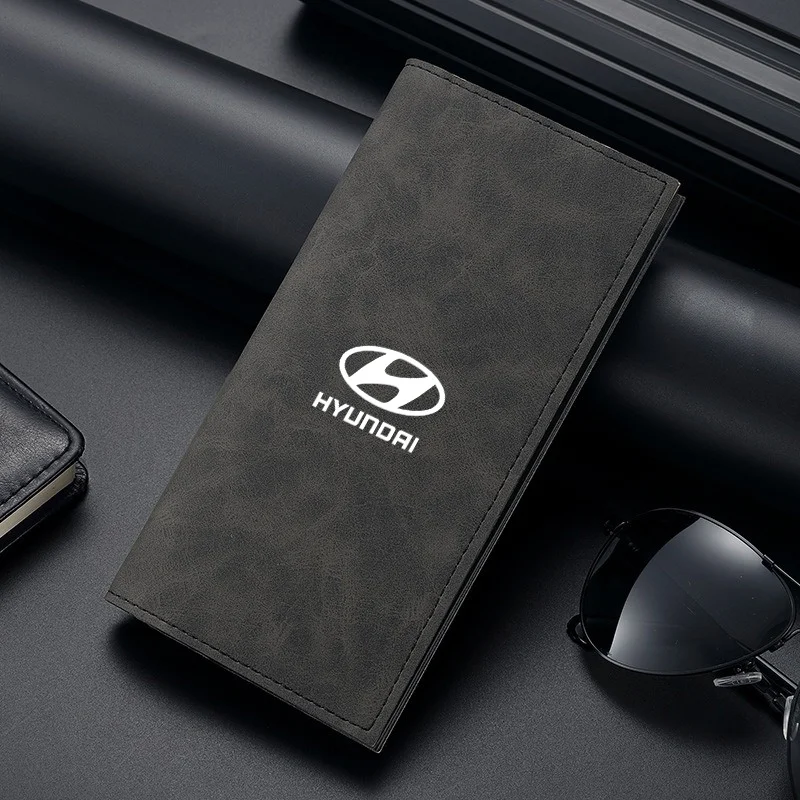 High Quality Male Long Wallet Vintage Portable Checkbook Organizer Card Holder Wallets For Hyundai Elantra i10 i30 Tucson N Line - view 4