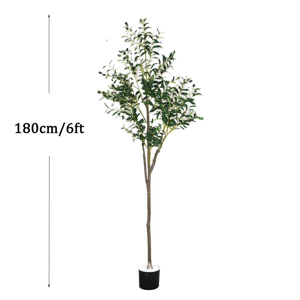 5/6ft große künstliche Olivenpflanzen im Topf, hoher Kunstbaum, grüner Boden, Ast mit Topf für Zuhause, Garten, Büro, Hochzeitsdekoration – Detail 5