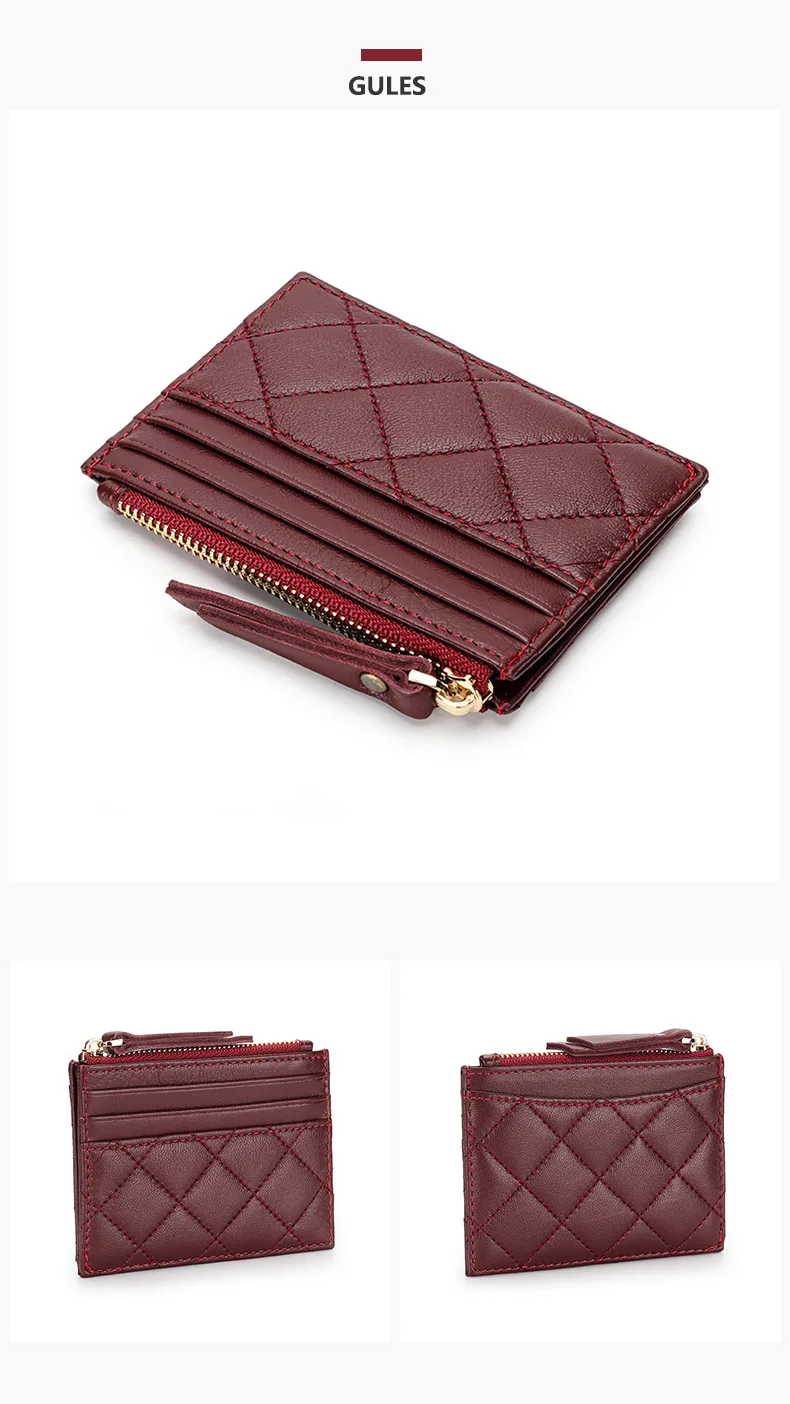 Women's Credit Card Holder Luxury Brand Women Zipper Purse