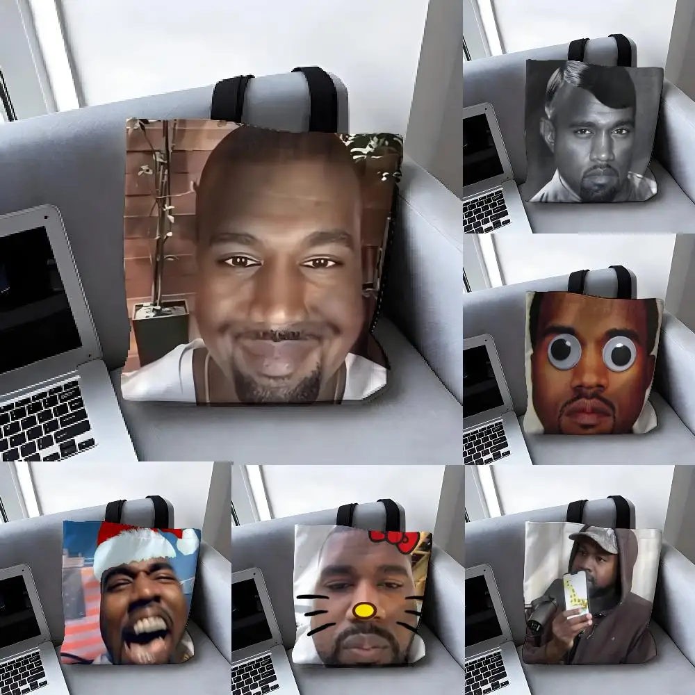 Storage Bags Large Capacity Canvas Bag for Female Students Tote Mommy Bag Man Funny Funny K-Kanyes W-Wests