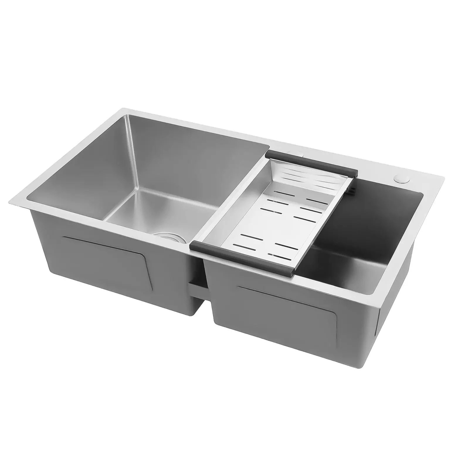 

Stainless Steel Kitchen Sink Double Bowl Kitchen Sink, Silver Practical Versatile Sink Set 78x43x21cm for Kitchen, Laundry, Bars