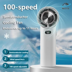 100-speed Mini Portable Handheld Fan Semiconductor Cooling Fan USB Rechargeable Bladeless Turbofan Fast Cooling