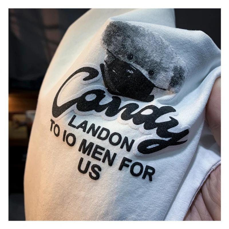 Summer 2024 New Short-Sleeved T-shirt Men's Printed Crew Neck Casual All-Matching Comfortable Stretch Men's Clothing