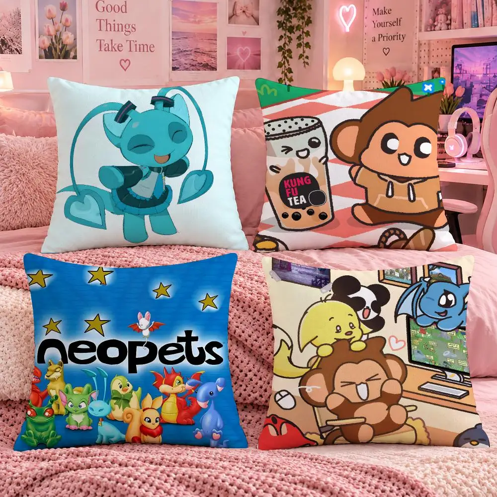 Game Adventure N-Neopets Cushion Cover Double Sided Print Short Plush Pillow Sofa Bedroom Dorm Room Decor Gift