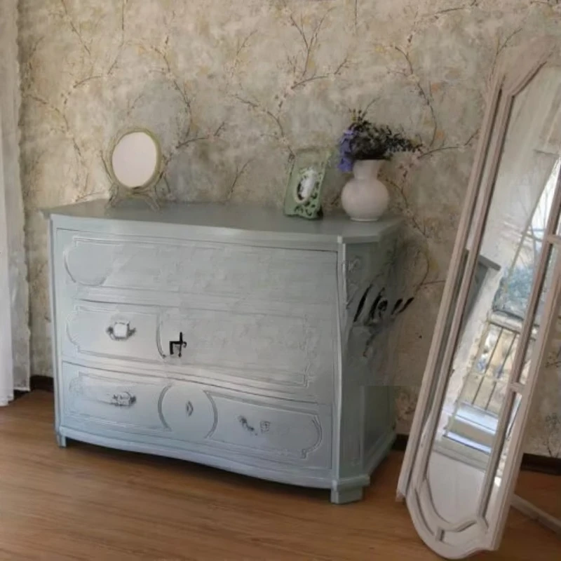 country furniture,  solid wood classic blue chest customization