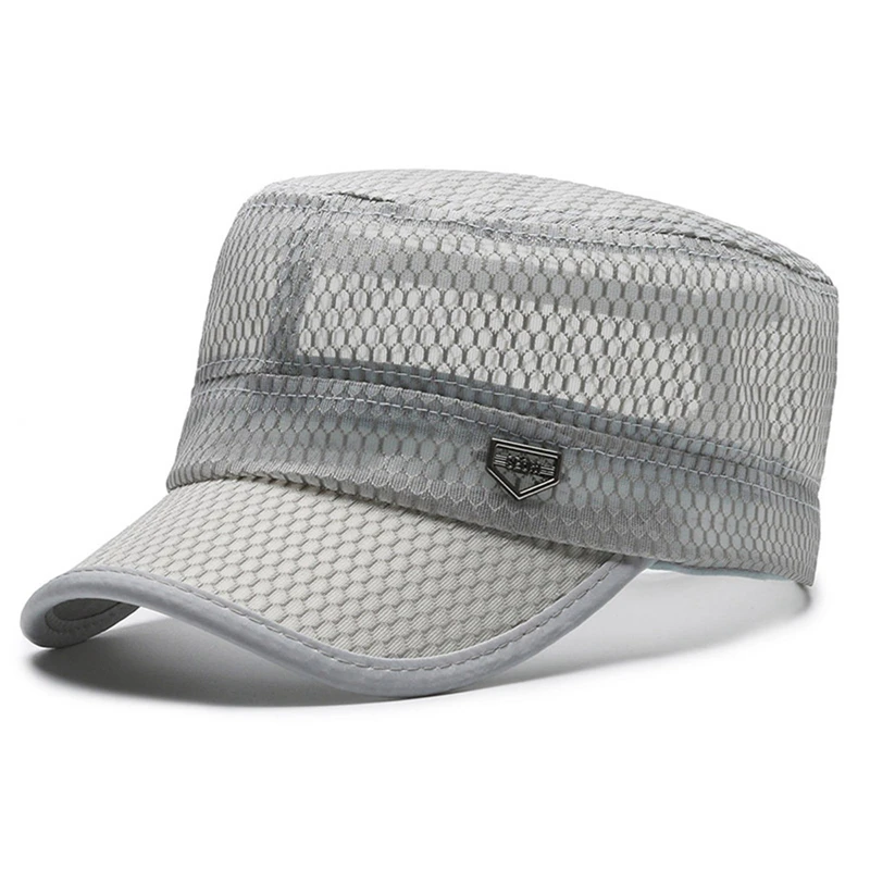 Casquette militaire en maille respirante pour hommes, casquette de baseball Patrol, chapeaux d\'été confortables, casquette plate réglable solide