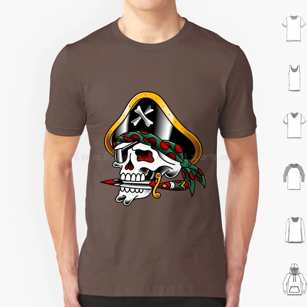 

Футболка с пиратским черепом Salty-Dog, хлопковая крутая футболка 6xl, американская Америка, американская традиционная татуировка, татуировка, искусство