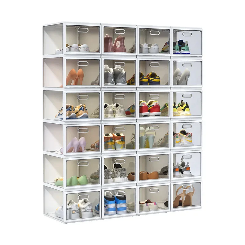 Box Set Storage Box Transparent Shoe Storage Shoe Cabinet Plastic Storage Folding Rack Boots