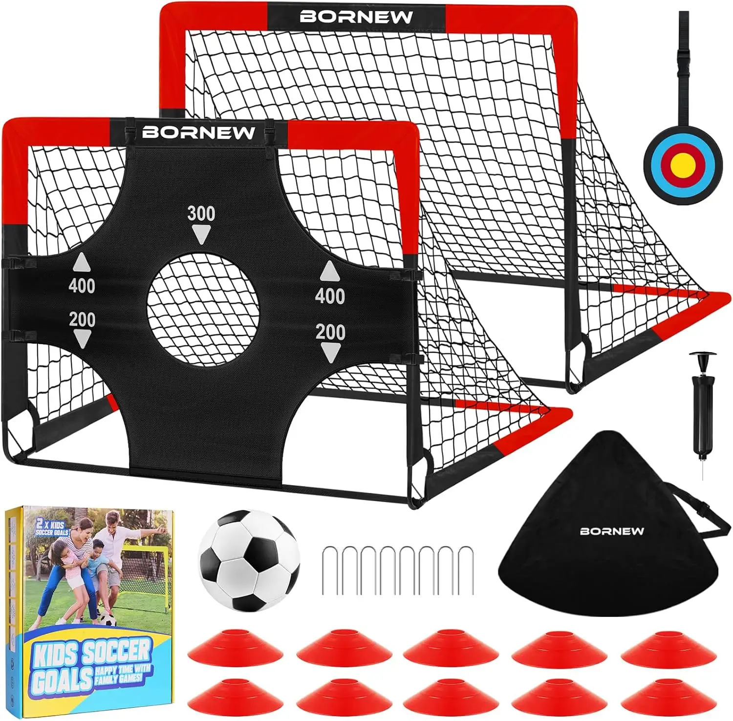 

Soccer Goal Set for Kids - 4x3ft Pop Up Net with Ball, Cones, Targets