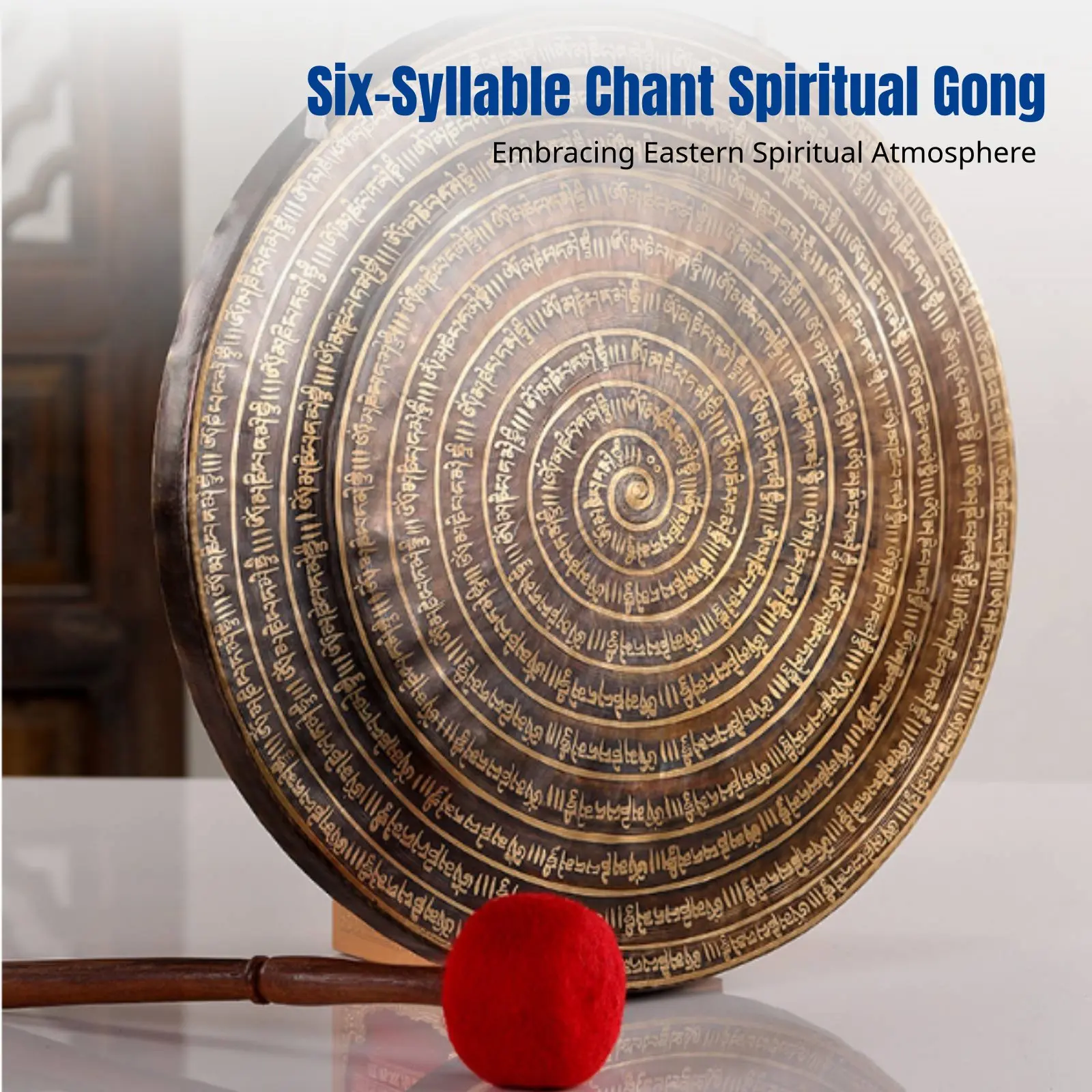 Six Syllable Mantra Brass Gong, Nepalese Handmade Percussion, Mindfulness Sound Healing, Meditation Instrument, Religious Decor