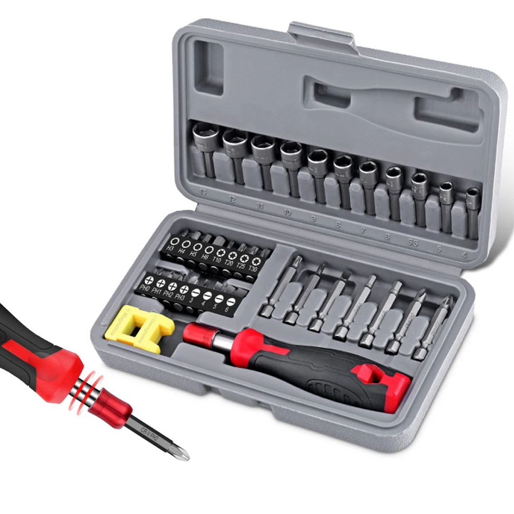 

36 Piece Socket Screwdriver Bit Set Socket Screwdriver Bit Set 1/4 Inch Magnetic Driver Hex With Bit Holder Hand Tools