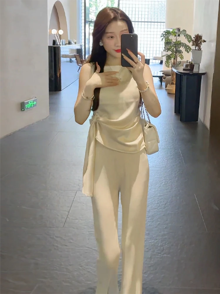 Faionable Afslankende Zomer Outfit Set Dames Unieke Sle Long Sve Tweedelige Set Leeftijdsverlagende Verberging ular Trend