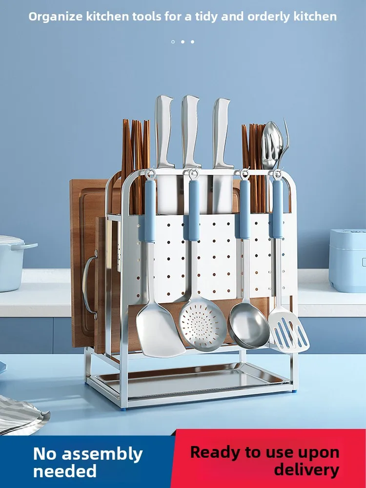 

Держатель для ножей из нержавеющей стали 304, кухонная разделочная доска, хранилище посуды, интегрированная клетка для измельчения, многофункциональный держатель