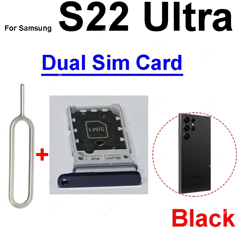 Dual Sim Card Tray For Samsung S22 S22 Plus S22 Ultra Single Dual Sim Card Tray Slot   Card Holder Reader Parts