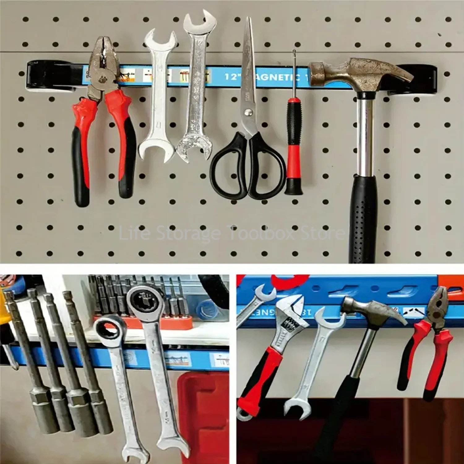 Organisateur d'outils magnétiques robustes, support de bande, porte-outil magnétique, organisateur d'armoire à outils de travail en métal solide, rangement de Garage