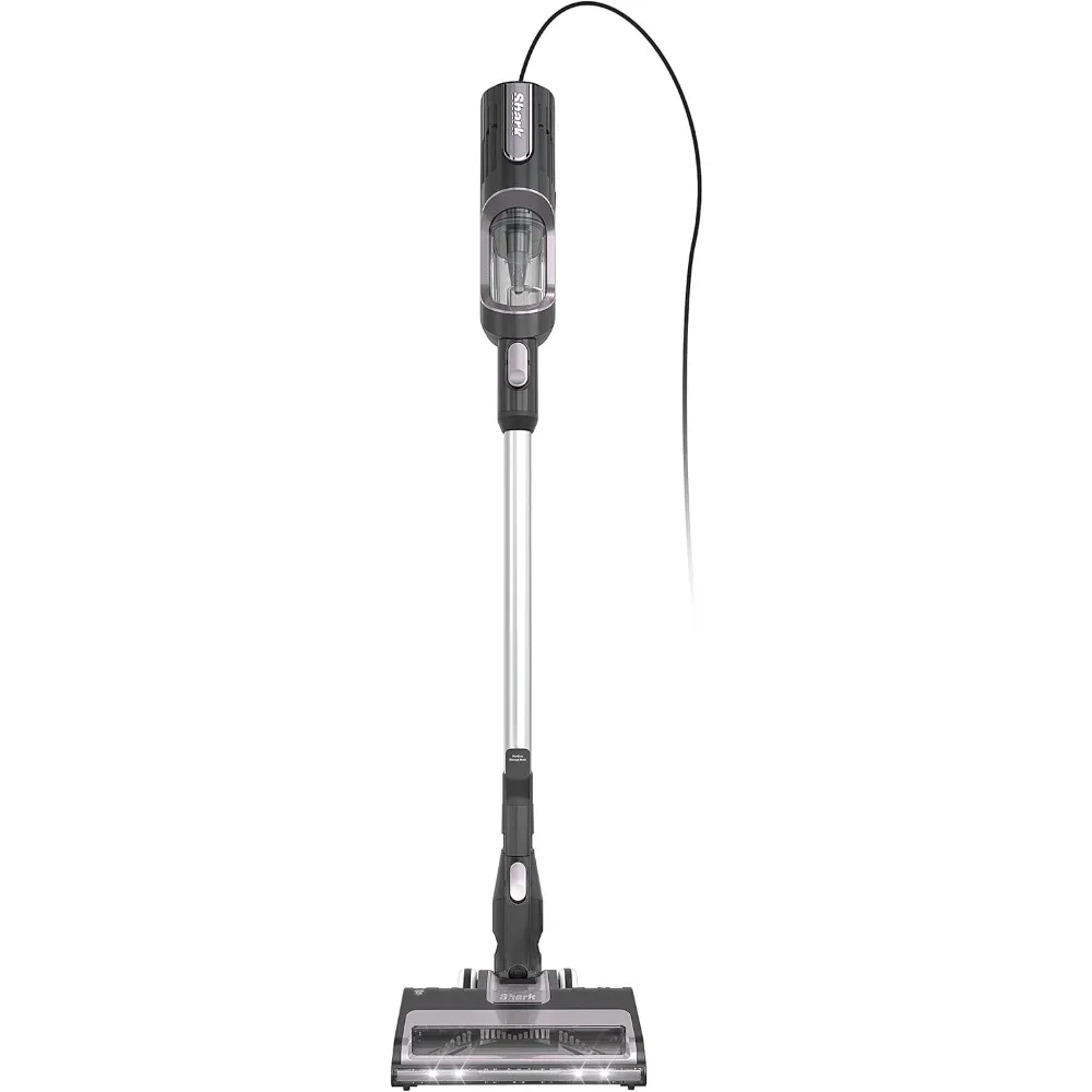 Corded Stick Vacuum, with Swivel Steering, LED Headlights, Removable Dust Cup, and 2 Pet Tools, for all Floors, Lavender,Black