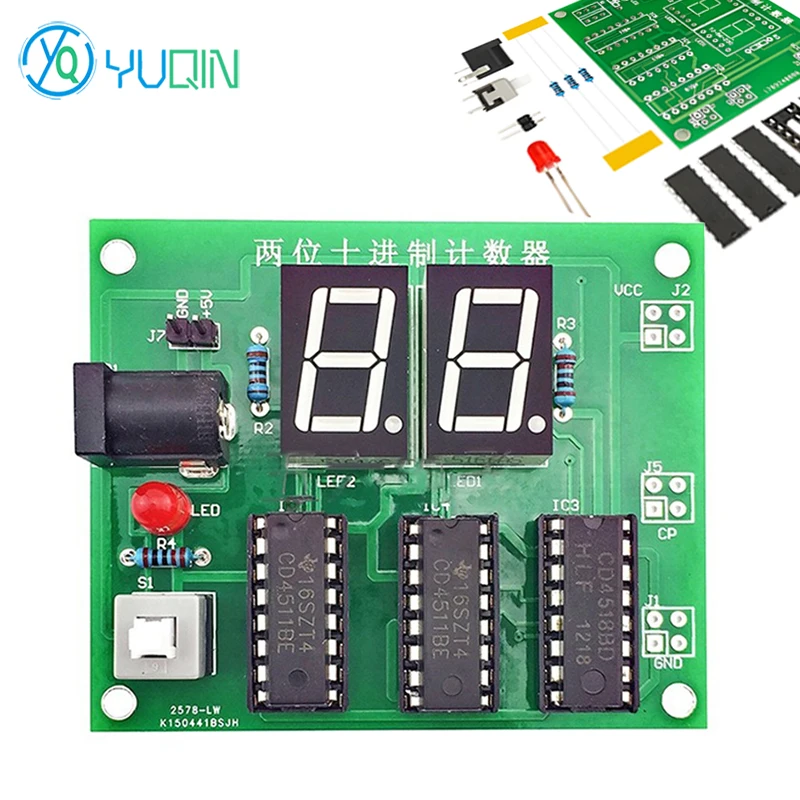 2-Digit Decimal Counter Kit - DIY 2-Bit Counter Electronics Project, Soldering Practice for STEM Education & Classroom Training