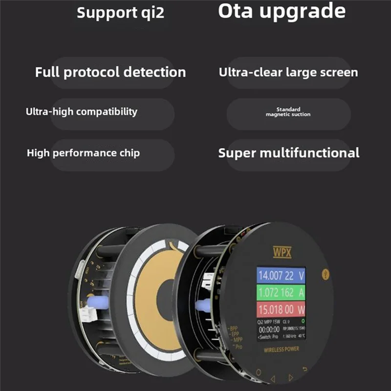 Multi funcional qi2 testador 15w carregamento rápido sem fio depurador reparação testador de carregamento sem fio testador de energia sem fio n