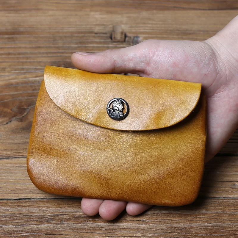 Nzpj Vintage Echt leder Herren Karten tasche Original natürliche Rindsleder Zero Wallet Damen Münz tasche Kreditkarten tasche Schlüssel tasche – Detail 13