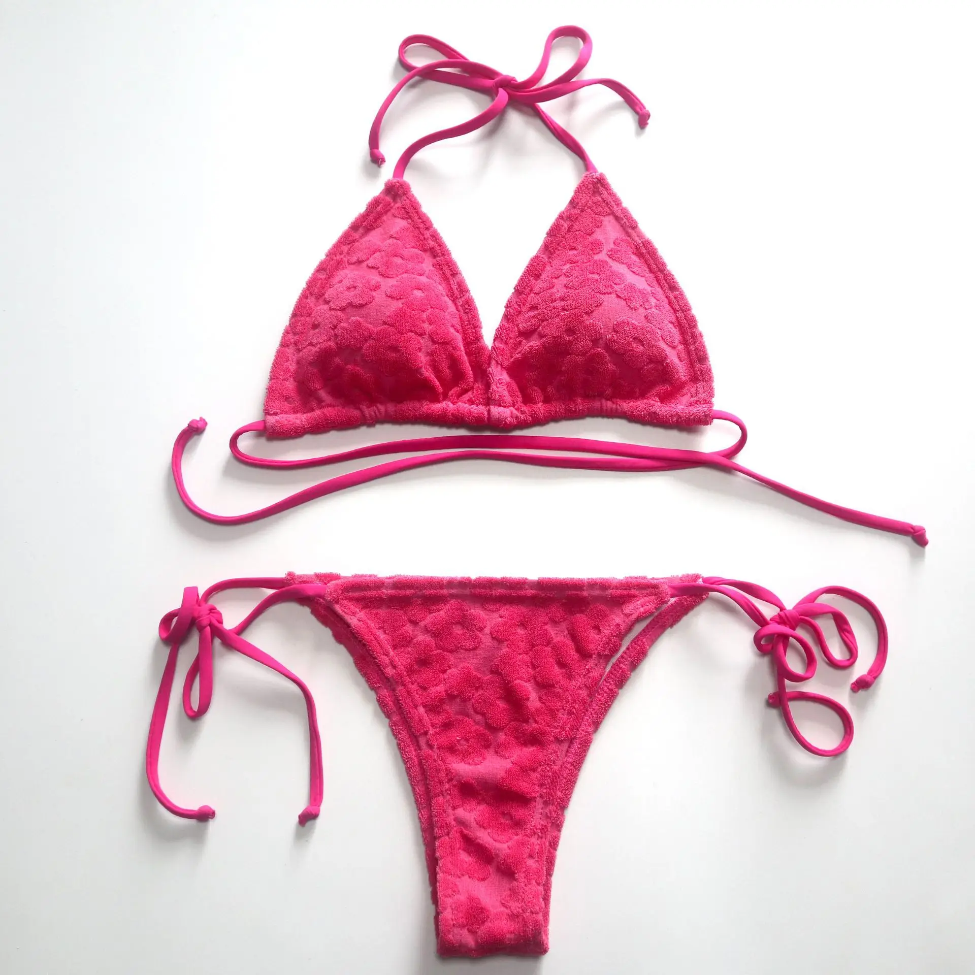 

Pink Blue S - L Sexy Towel Flower Bikini Women Swimwear Female Swimsuit Two-pieces Bikini set Brazilian Bather Bathing Suit Swim