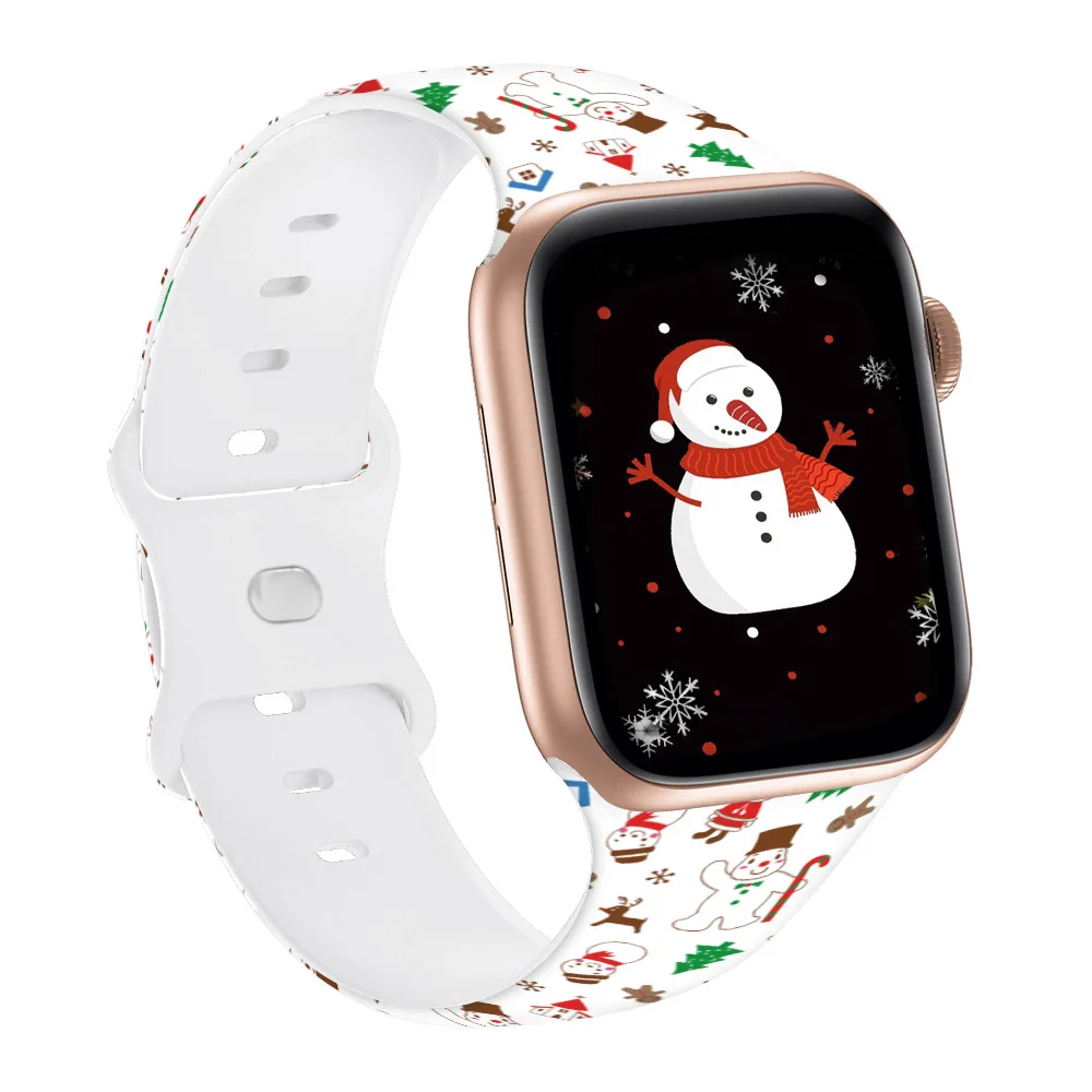 strap for Apple watch 49mm 44mm 46mm 45mm Christmas printed silicone watchband bracelet iWatch Ultra2 series 10 42mm 46mm