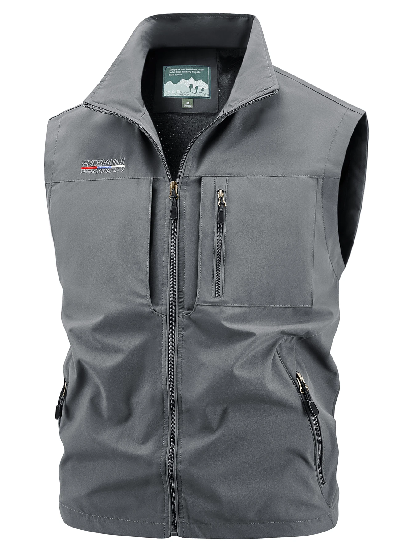 Herrenweste mit Stehkragen und mehreren Taschen, atmungsaktiv und strapazierfähig, ideal für Outdoor-Aktivitäten, mit praktischem Reißverschluss und dreidimensionalem Stauraum, geeignet als Geschenk zum Vatertag und al – Detail 1