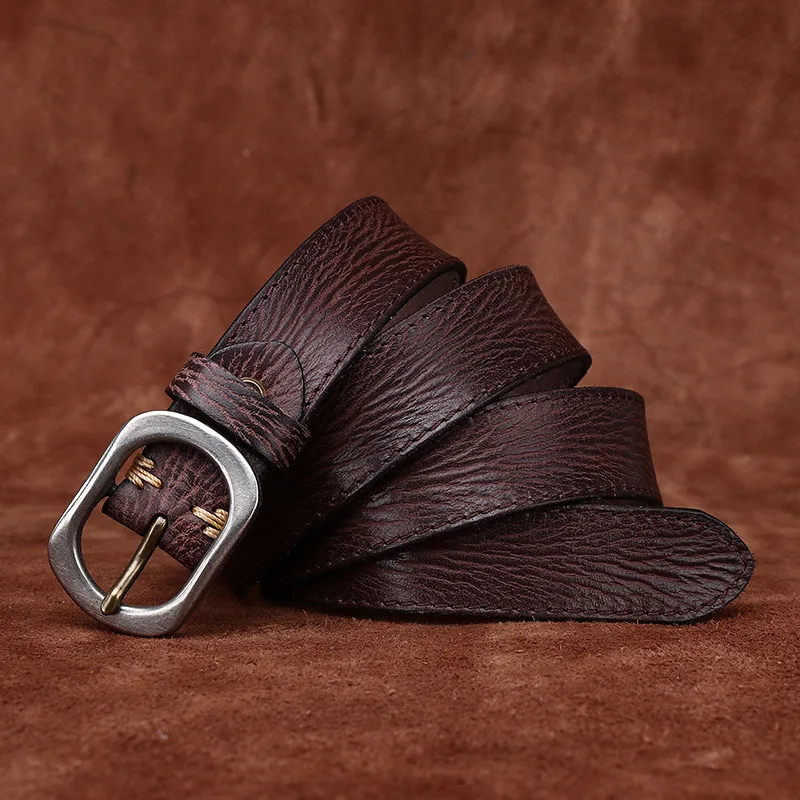 3.0CM Ladies Pure Cowhide High Quality Genuine Leather Belts for Women Needle Buckle Jeans Cowboy Waist Belt Luxury Designer