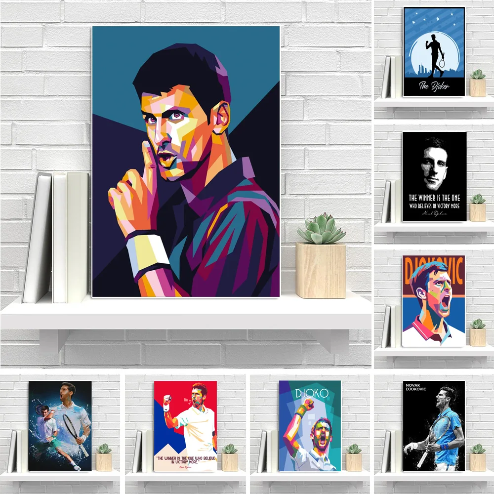 N-Novak Poster D-Djokovic Tennis Player Sports Star Tennis Poster Prints Canvas Painting Wall Art Picture Living Room Home Decor