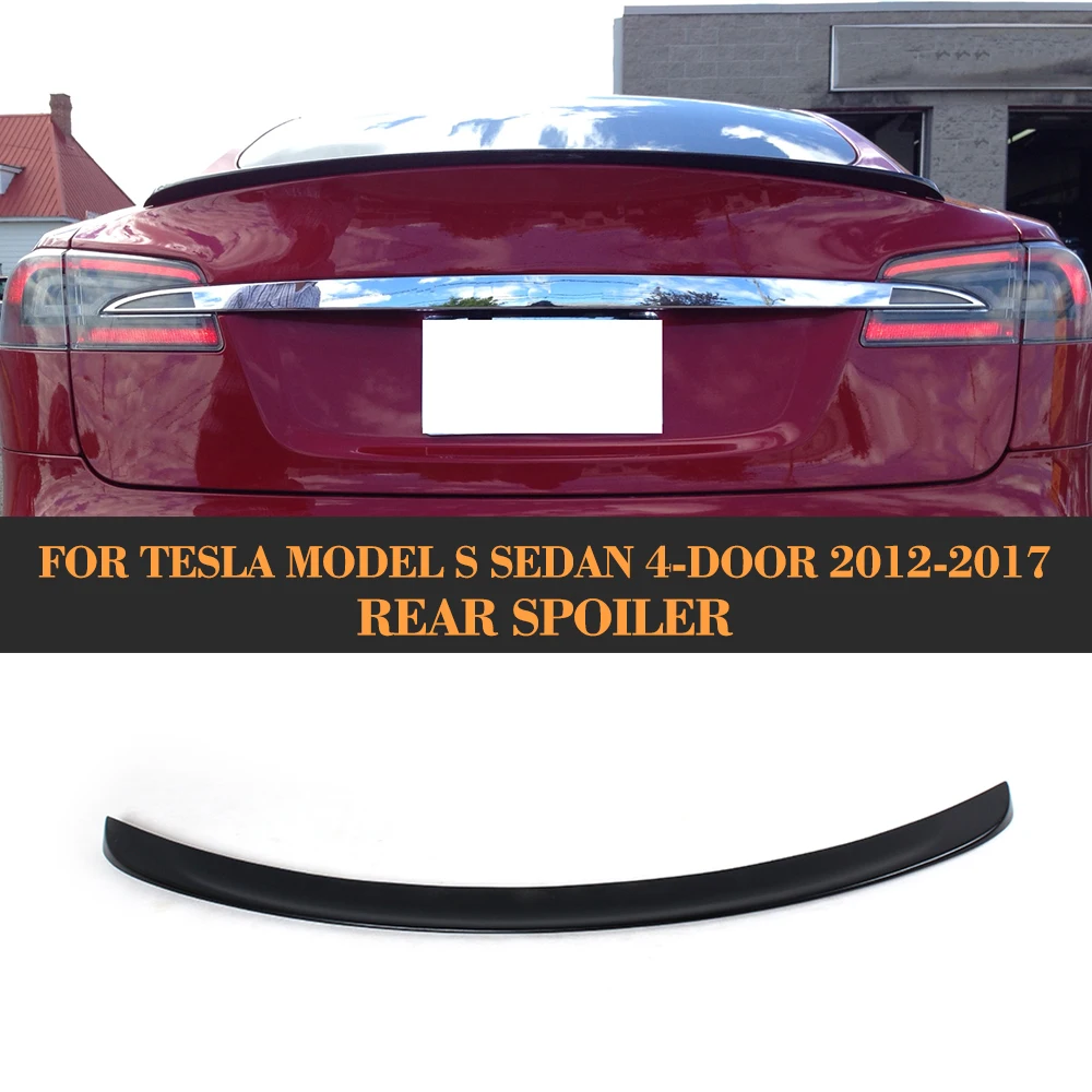 FRP Unpainted Black Primer Car Trunk Lip Spoiler Wing Boot Lips For Tesla Model S Sedan 60 70 75 85 90 D P85D P90D P100D 12-19