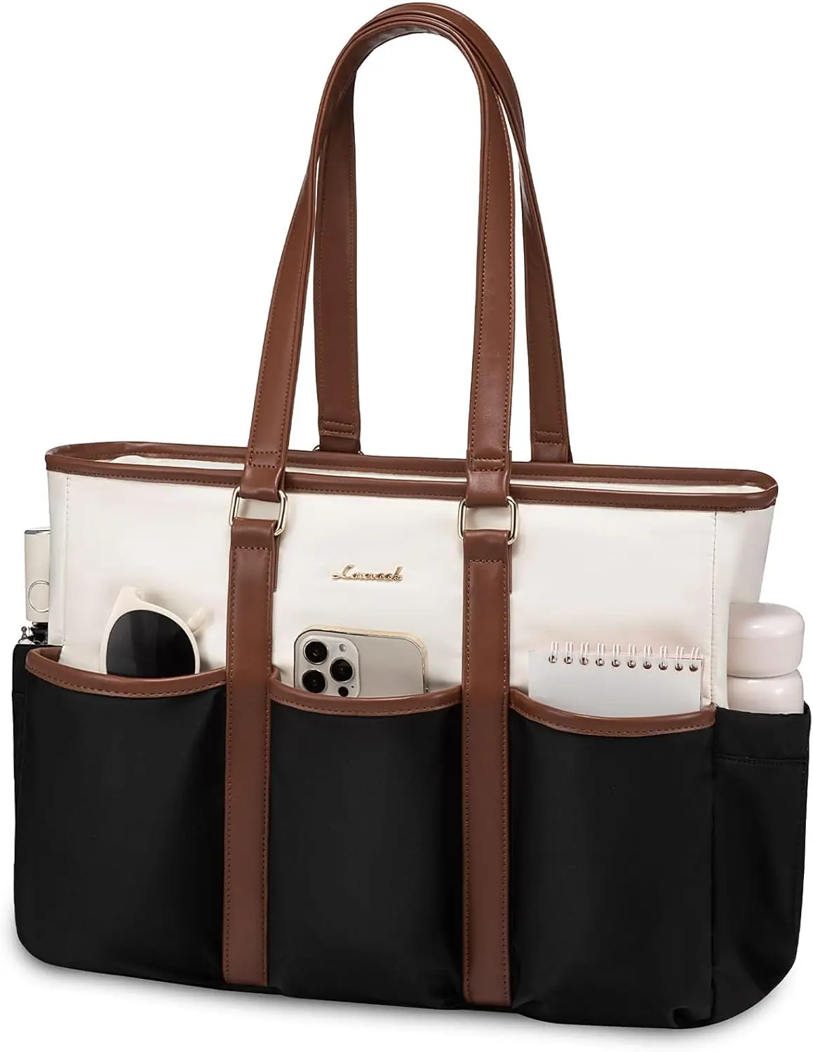 Women's Work Tote for Laptop, 17" Utility Bag with Multi Pockets - Travel, College, Daily Use