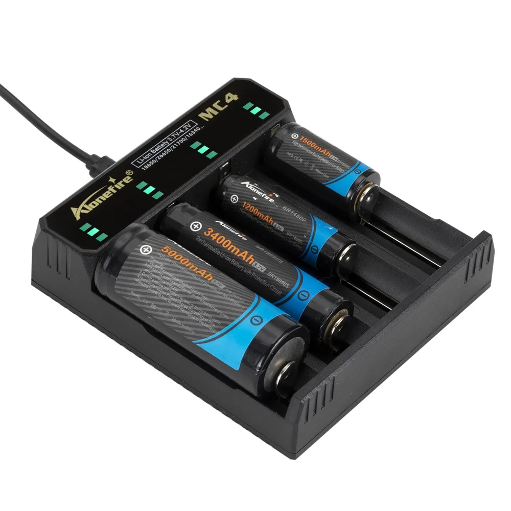 4-Channel 5V 2A USB Charger For 3.7v Rechargeable Li-ion Battery 26650/16340/14500/21700/18650/10440 Flashlight Headlamp Torch
