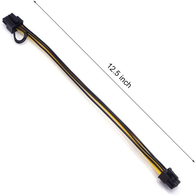 PCIE 6 Pin Male to 8 Pin (6+2) Male PCIe Adapter Power Cable PCI Express Extension Cable 12.5 Inches (2 Pack)