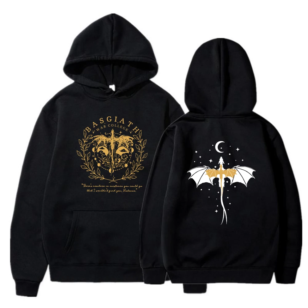 Fourth Wing Double-Sided Hoodies Basgiath War College Hoodie Unisex Hooded Sweatshirts Bookish Hoodie Long Sleeve Pullovers Top