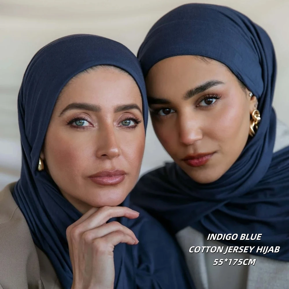 Hot Sale Classic Modal Cotton Jersey Hijab Wrap Plain Solid Color Headscarf Muslim Women Soft Elastic Long Bandana Turban