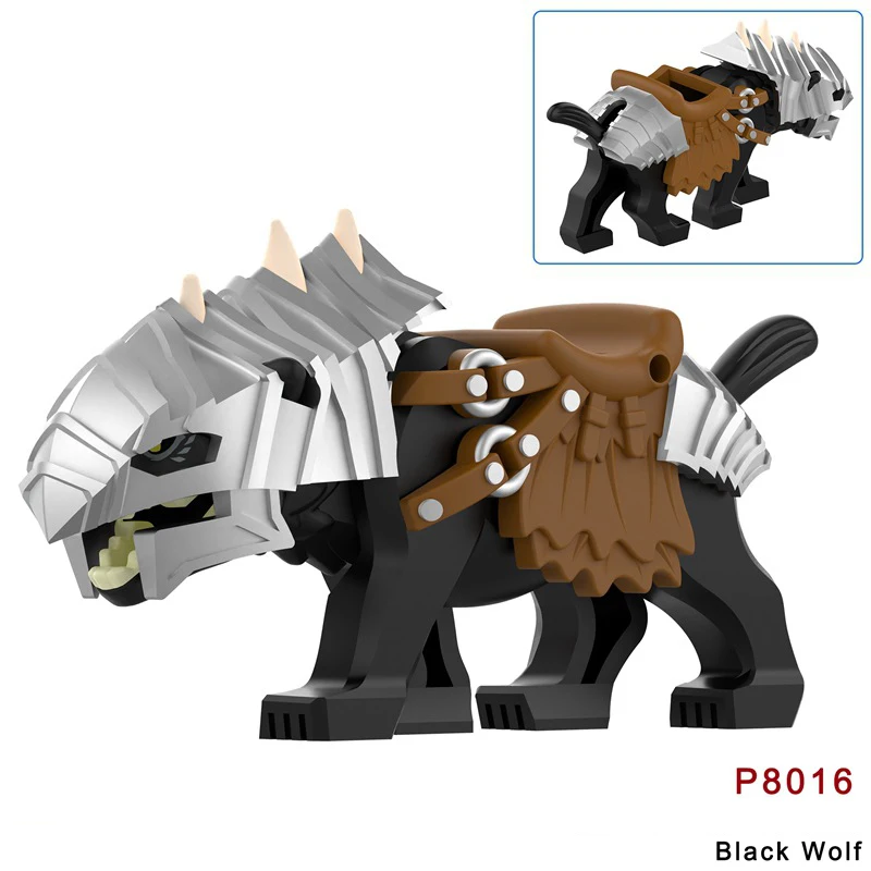 MOC Mittelalterliche Burg Ork-Soldaten Figuren Wolfskutsche Ritter König Krieger Elefant Ziege Bausteine Spielzeug Geschenke