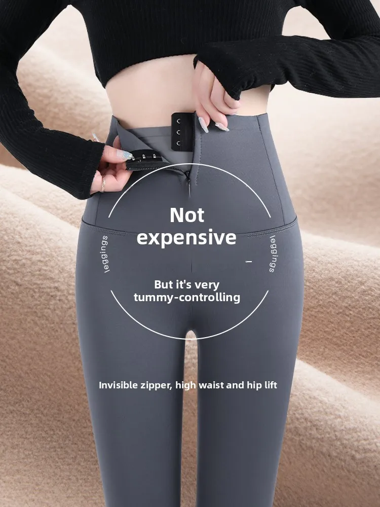 

Женские утепленные флисовые брюки для йоги с высокой талией, осенне-зимняя верхняя одежда, утягивающие брюки на молнии, дышащий базовый слой