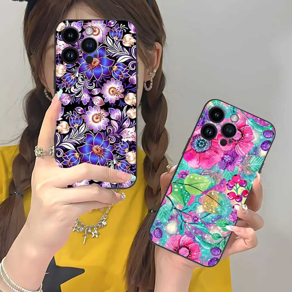 

Чехол для мобильного телефона с рисунком цветов для iPhone 17, 16, 15, 14, 13, 12, 11 X XR XS 8 7 Pro Max Plus, мини-цветный защитный красивый чехол