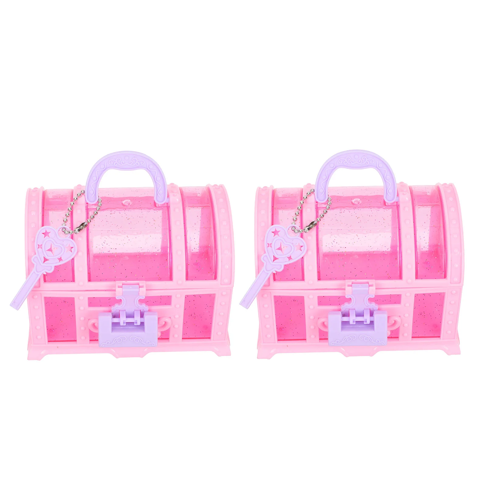 

Little Girl Gift Box 2Pcs Jewelry Toy Princess Keepsake Treasure Chest Makeup Case Cosmetic Organizer Pretend Play