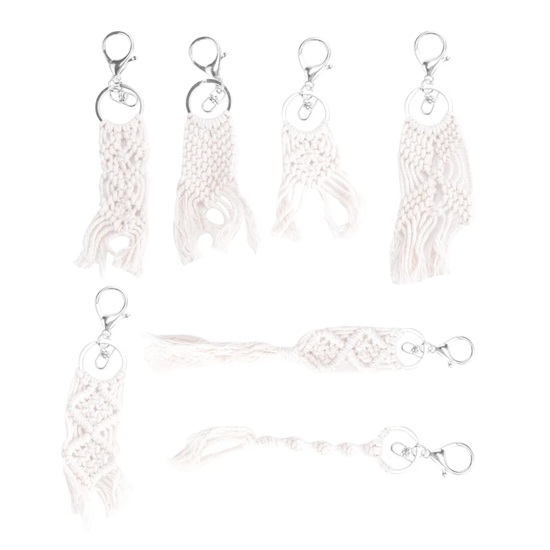 7 Pieces Mini Macrame Keychains Macrame Bag Charms For Car Key Purse Phone Supplies