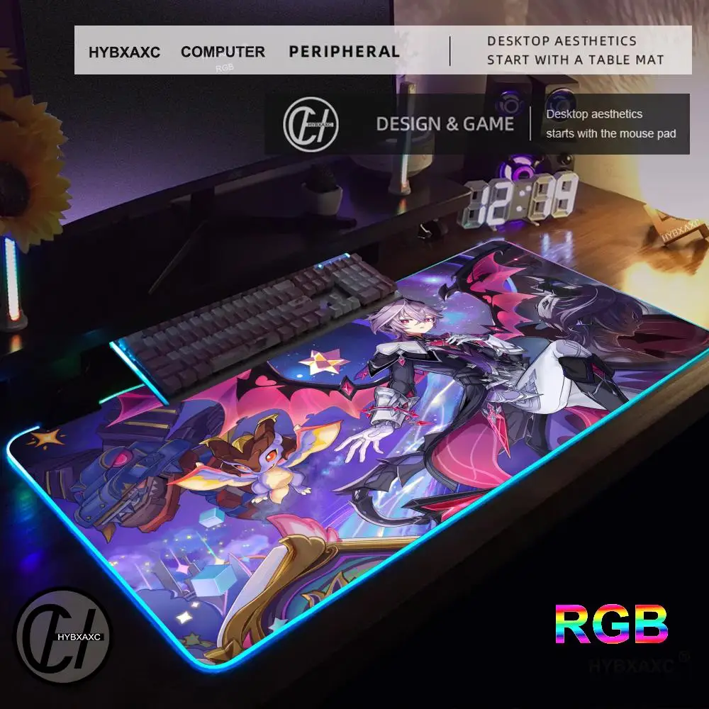 

HYBXAXC HD Genshin Impact Durin Коврик для мыши RGB Игровой коврик для мыши Настольный коврик HD Gamer Большой светодиодный светильник XXL 100X50CM Коврик для мыши