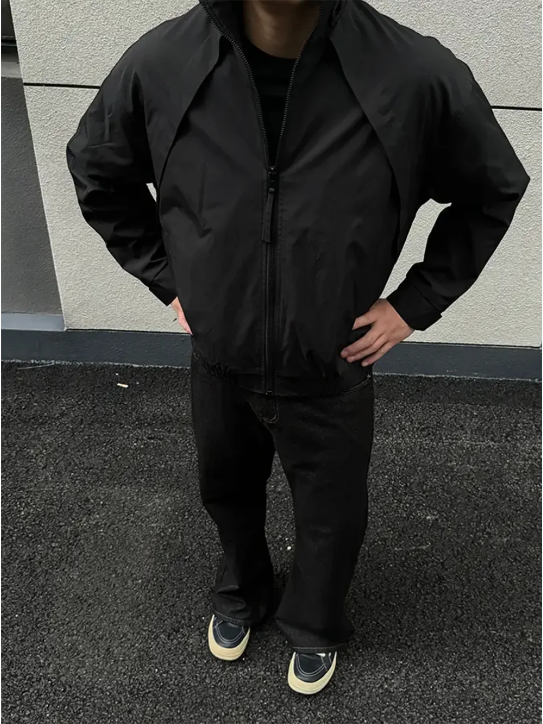 

Bla Hard Man Sle ort Jaet Men's Outdoor Sport Coat American Deconstructed Stand Collar Jaet Autumn Season