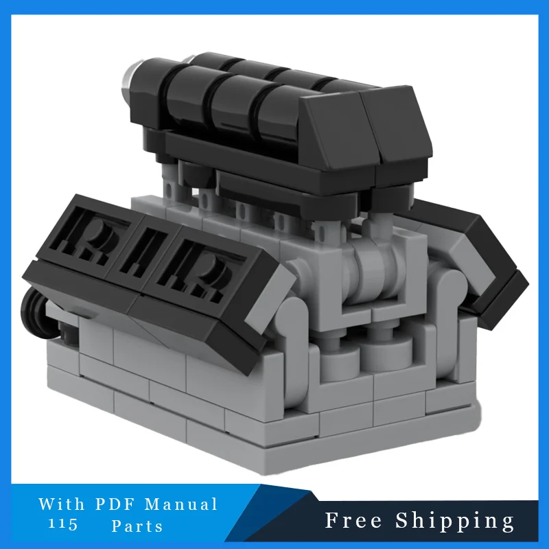 115 부품 MOC 크리에이티브 그레이 엔진 모델 빌딩 블록 디스플레이 브릭 교육용 조립 장난감 크리스마스 선물 소년용
