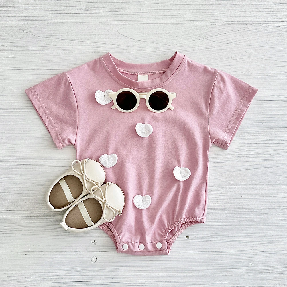 New Summer Infant Short Sleeve Romper Baby Triangle Bodysuit Clothes Baby Girl Jumpsuit Love Cloud Pattern Cartoon Boy 0-18M