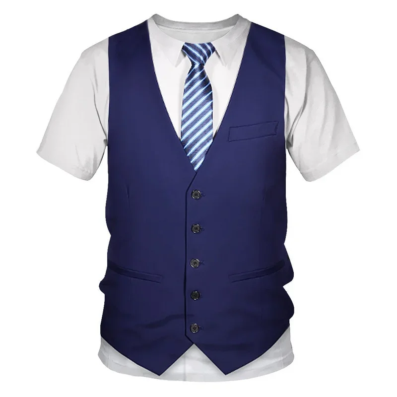 2026 Summer Fashion 3D Fun Character Role-Playing Suit Pattern Children's T-shirt Street Style Harajuku Y2K Short Sleeve