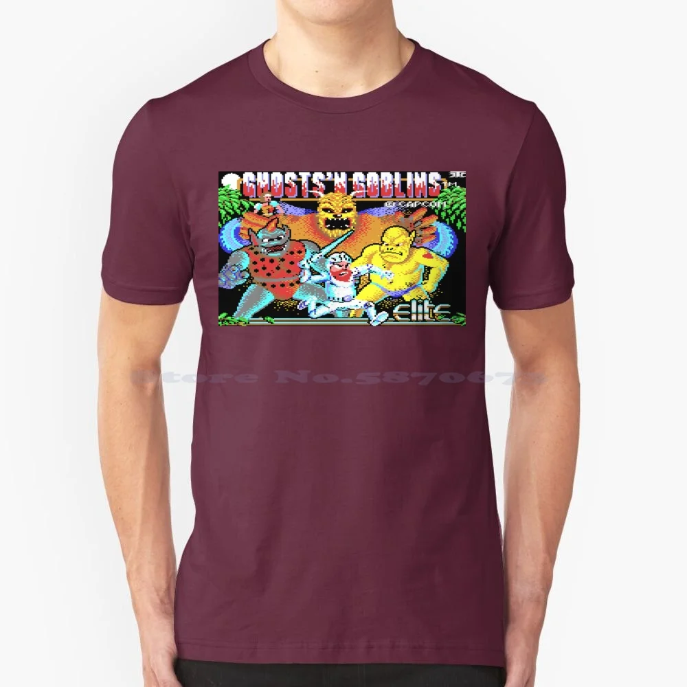 Ghosts 'n Goblins ( C64 Title Screen ) T Shirt 100% Cotton Tee Ghosts N Goblins Commodore 64 Vic64 Pixel Retro Gaming