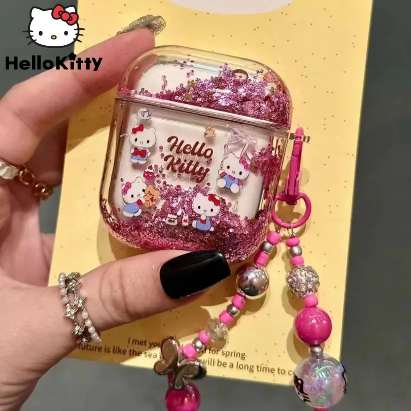 Sanrio Hello Kitty Kawaii Quicksand New Wireless Bluetooth Cover For AirPods Pro 1 2 3 Generation Earphone Case Cute Anime Case