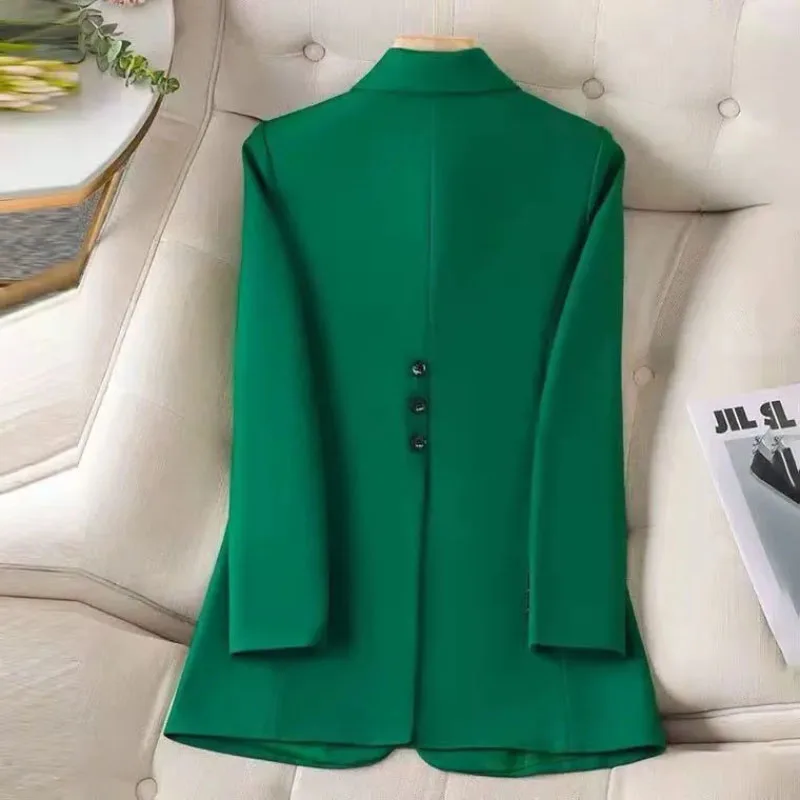 2025 nova primavera outono casual profissional blazer jaqueta feminina moda magro coreano high-end médio longo escritório blazer outerwear