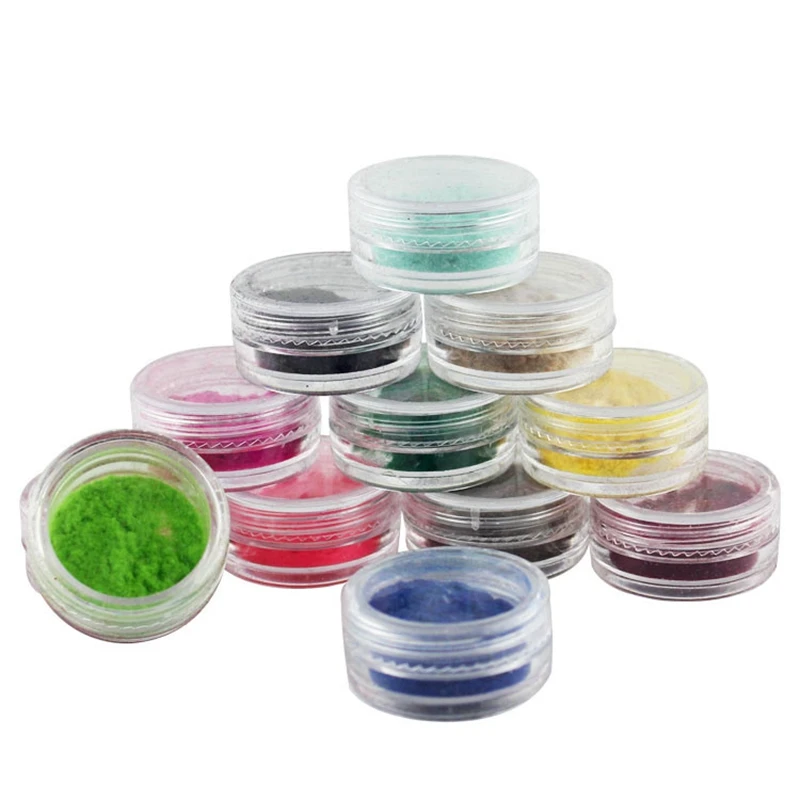 12 Color/Set Flock Velvet Nail Powder Pigment Colorful Glitter Dust Winter Manicure UV Gel Polish for Nails DIY Decoration Tips