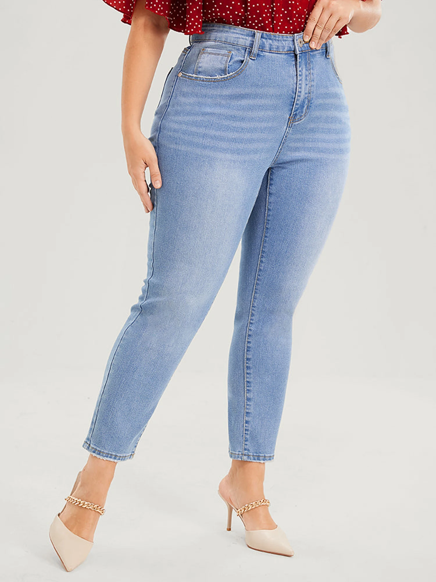 Plus Size Skinny Jeans for Women High Rise Women Jeans Stretchy Pencil Lady Denim Jeans 100 Kgs Mom Jeans Full Length Wash Jeans